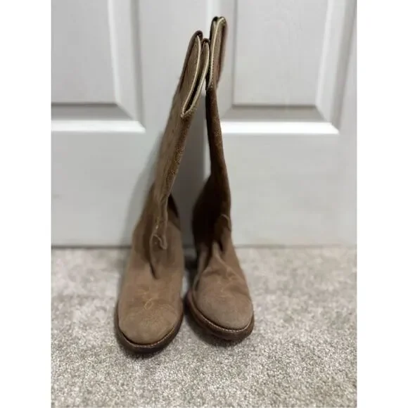 Vintage Dingo Acme Leather Cowboy Boots Women’s Sz US 7 Made In USA Western Tan - Picture 5 of 13